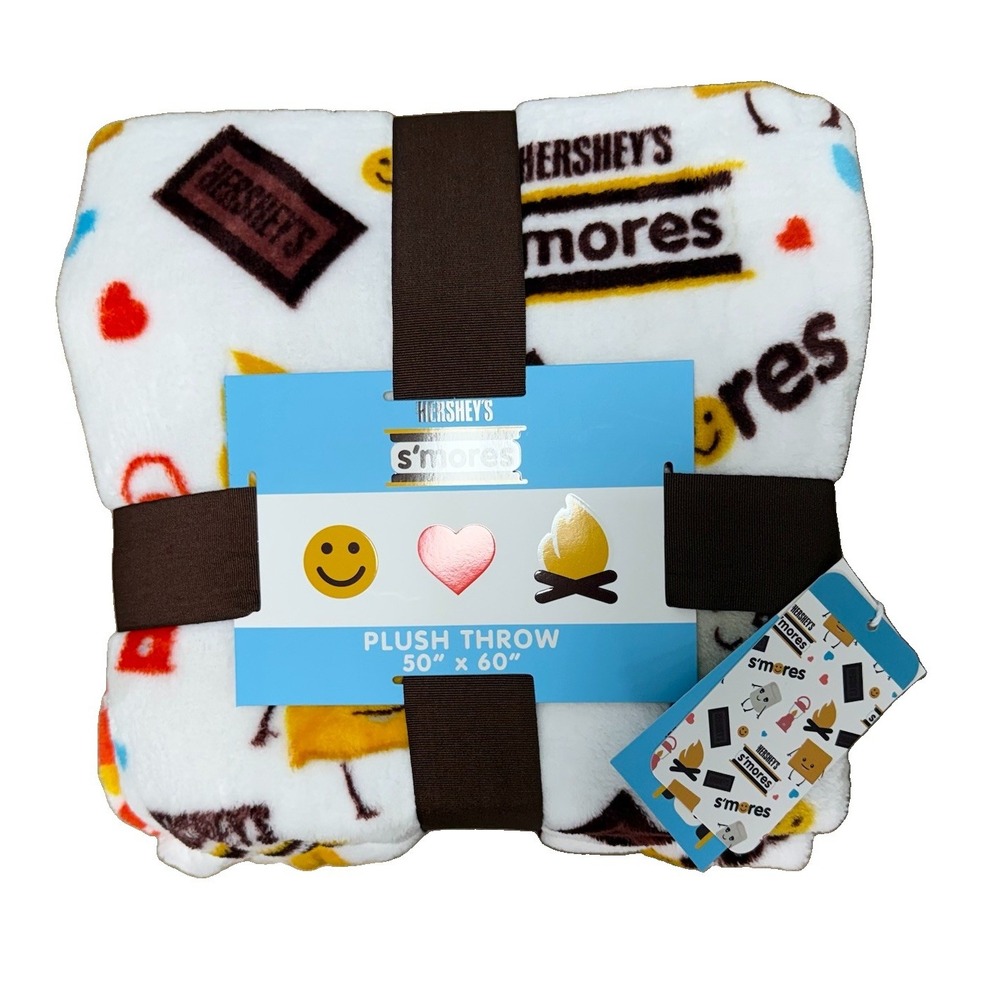 NWT Hershey's S'mores Plush Throw Blanket 50"x60" Hershey Candy Camping Outdoors